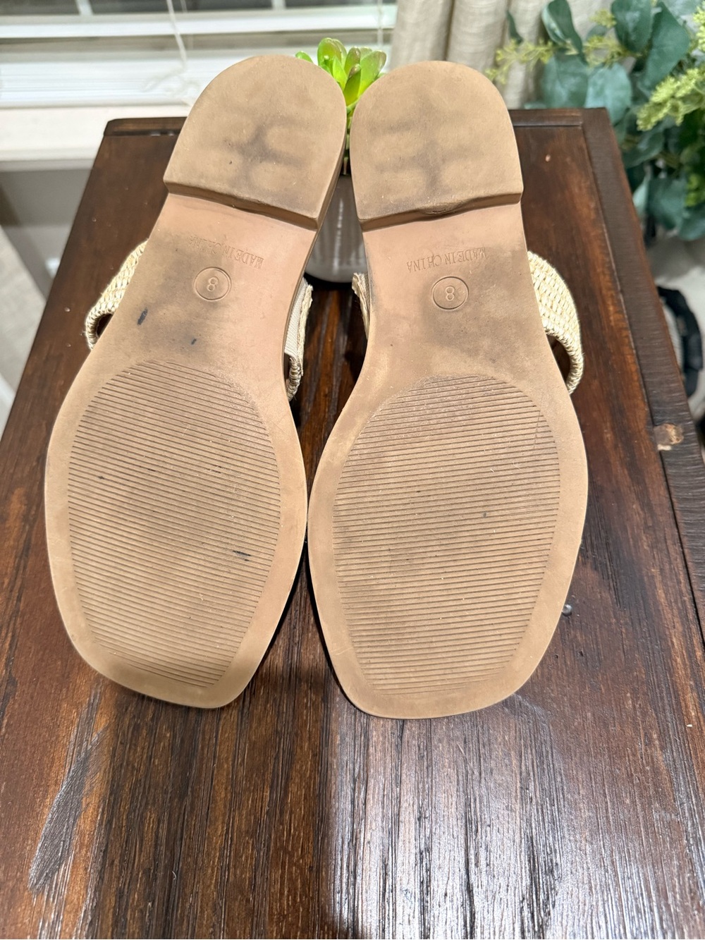 Steve Madden Woven Raffia Double Strap Slide Sandals Tan Size 8 - Picture 6 of 6